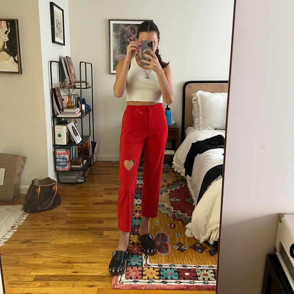 Dolls kill red heart cut out high waisted pants